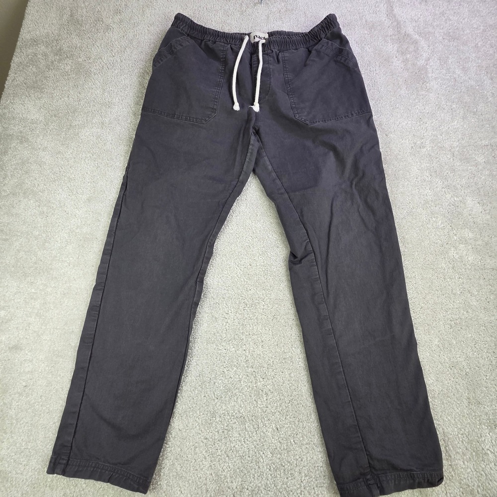 Pact Womens Roll Up Cotton Twill Pants Gray Elastic Waist Drawstring Size L
